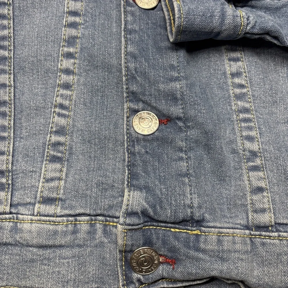 Men's Vintage True Religion Jimmy Trucker Blue Denim Jacket Size M